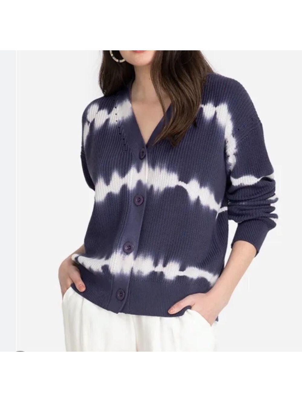 NWOT Johnny Was Purple cable knit tie dye cardigan